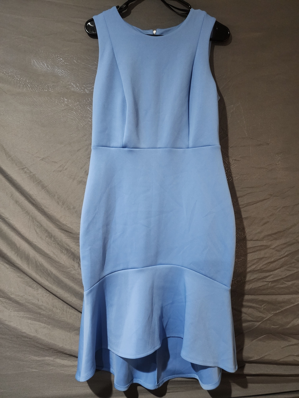 EUC Enfocus Studio Ash Blue High Low Ruffle Bodycon Dress 12